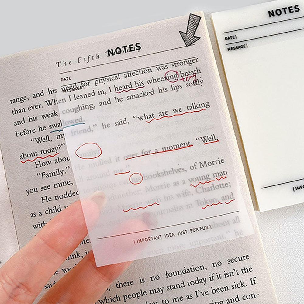 PET multi-functional black and white simple project series translucent sticky notes can be pasted repeatedly waterproof sticky notes office school supplies record messages - CHL-STORE 