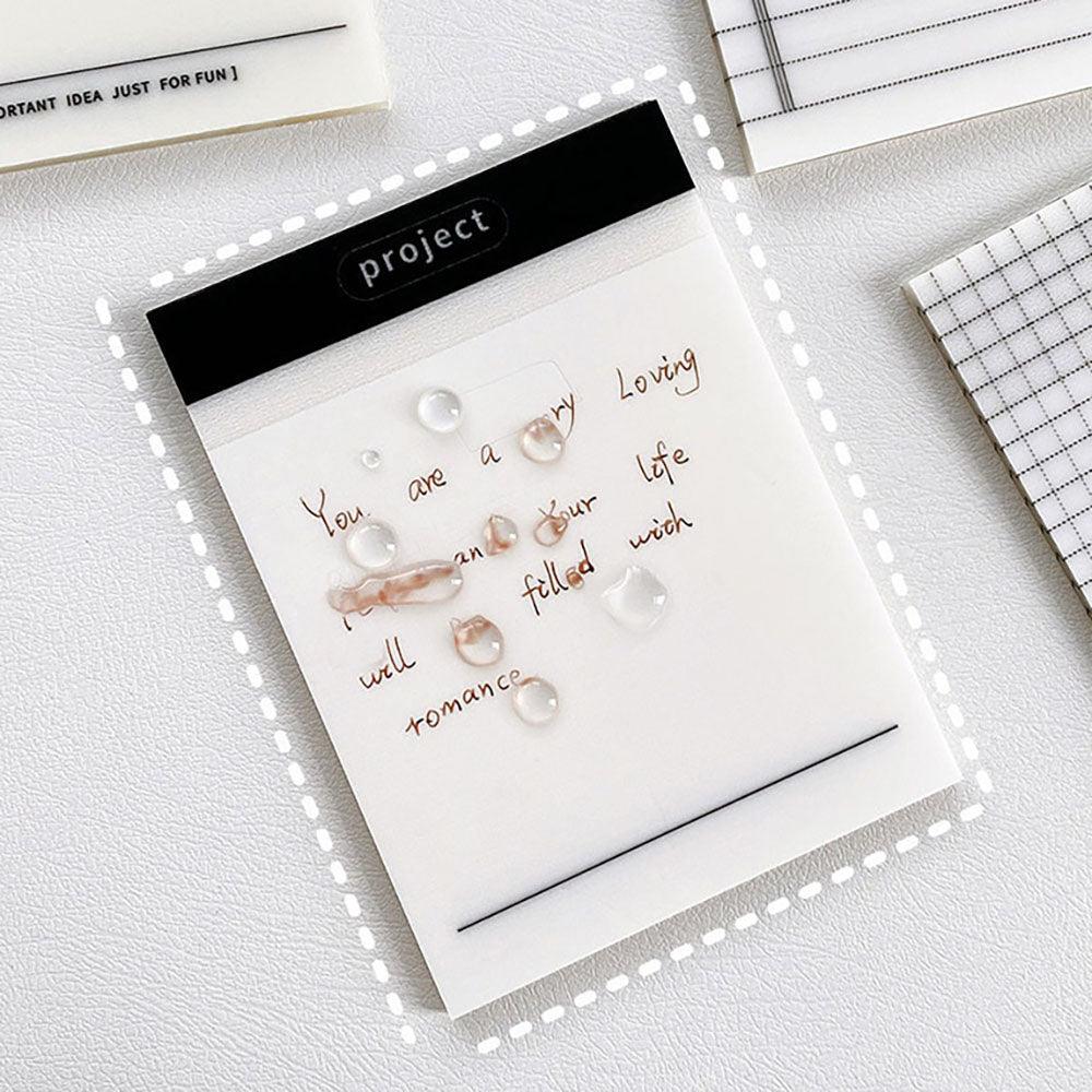 PET multi-functional black and white simple project series translucent sticky notes can be pasted repeatedly waterproof sticky notes office school supplies record messages - CHL-STORE 