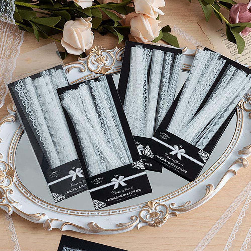 PET retro lace, hollow frame stickers, retro romantic stickers, waterproof materials, creative materials, decorative DIY, handbook collage - CHL-STORE 