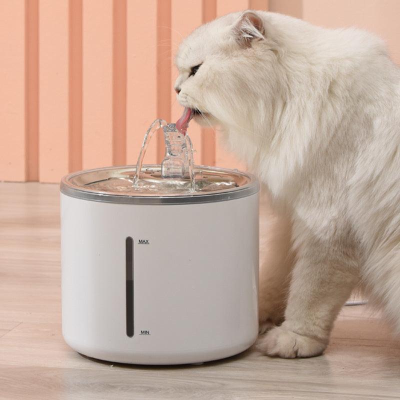 Pet stainless steel automatic water dispenser loop fountain-stainless steel transparent basic model + smart external sensor + activated carbon filter cotton 4-piece set US adapter water dispenser smart water dispenser for cats and dogs - CHL-STORE 