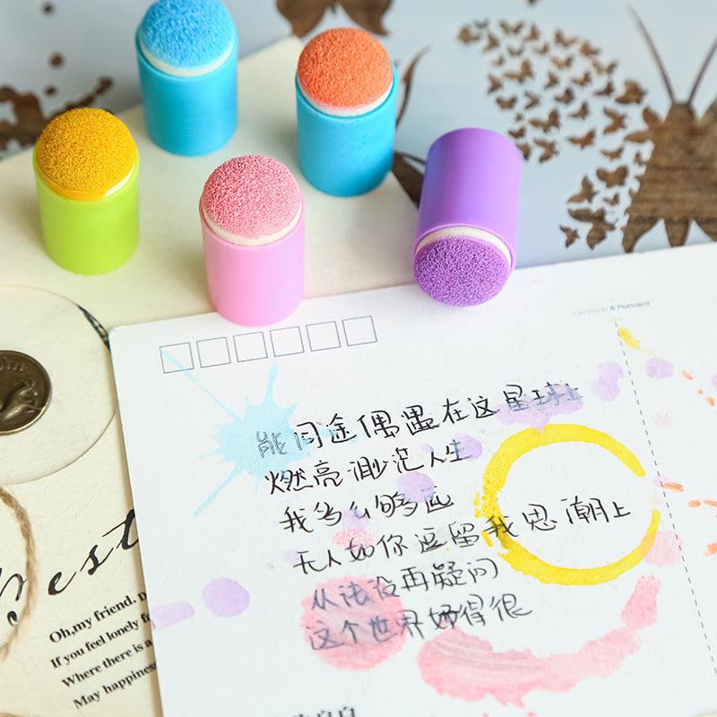 Pocket book, ink pad smudge tool, retro stamp, smear and color DIY, sponge finger set, painting template ruler, artistic creation NP-H7TRIA-073 - CHL-STORE 