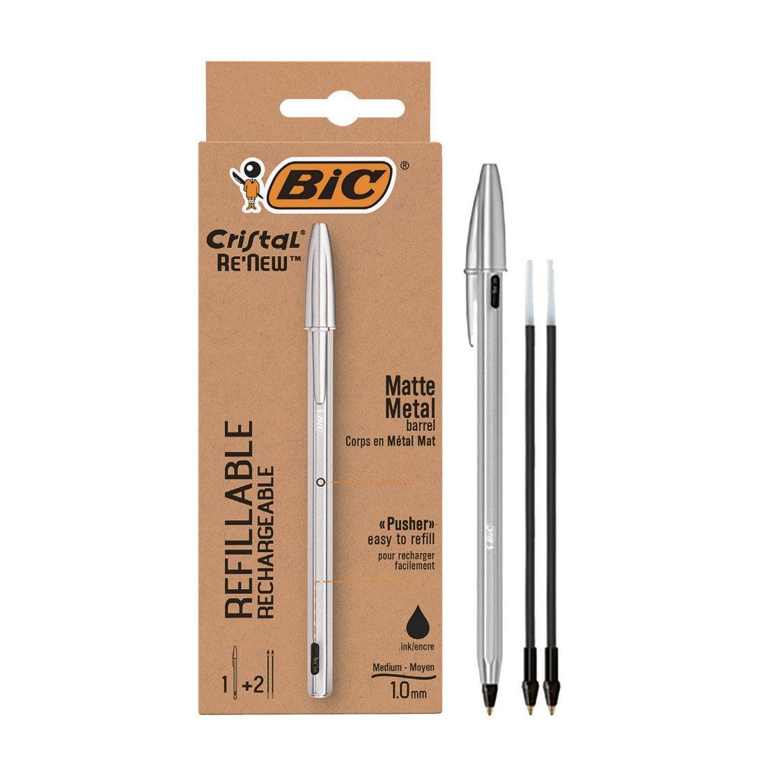 (Pre-Order) BIC Crystal Re'New 1.0 1mm Oil-based ballpoint pen CRBLK - CHL-STORE 