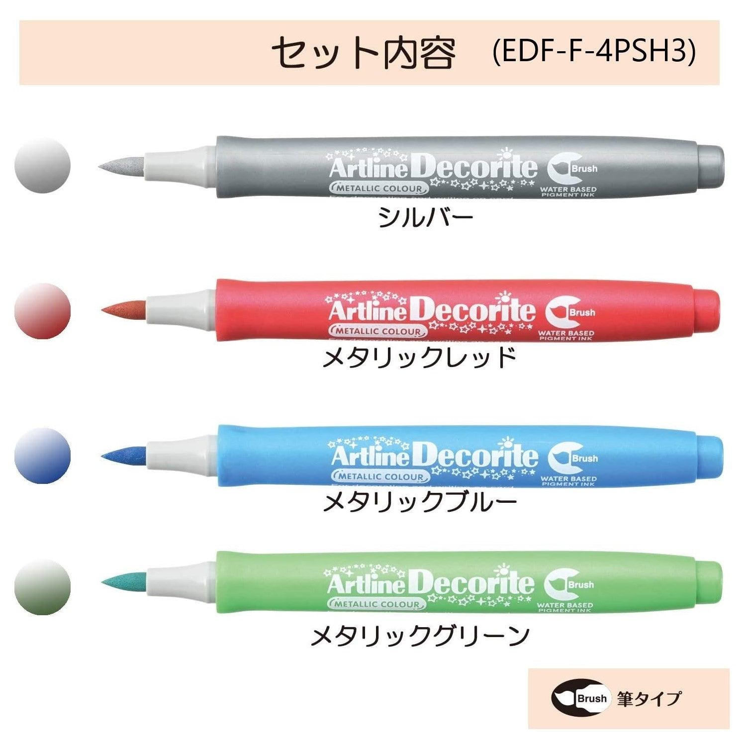 (Pre-Order) SHACHIHATA Artline Deco Light brush 4 Color Set EDF-F/4PSH - CHL-STORE 