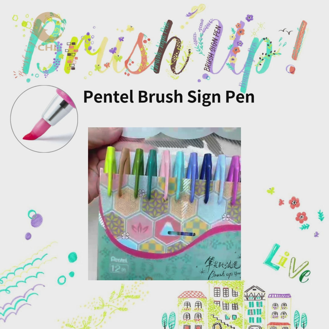 Pentel TOUCH BRUSH UP 6-color group 12-color group new color soft painting pen art pen color pen painting SES15C - CHL-STORE 