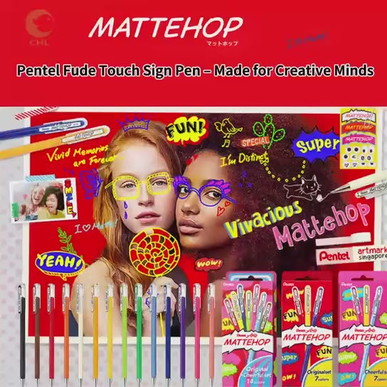 Pentel Mattehop colorful high-color pens, sweet colors, 1.0mm, 7-pack, matte color, deep and vivid, pocket card, photo