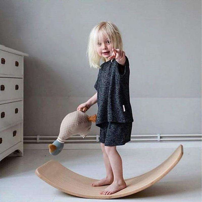 Puzzle sensory integration training sports balance wooden curved board-balance seesaw balance sense training indoor multi-function board children's curved board shake toys - CHL-STORE 