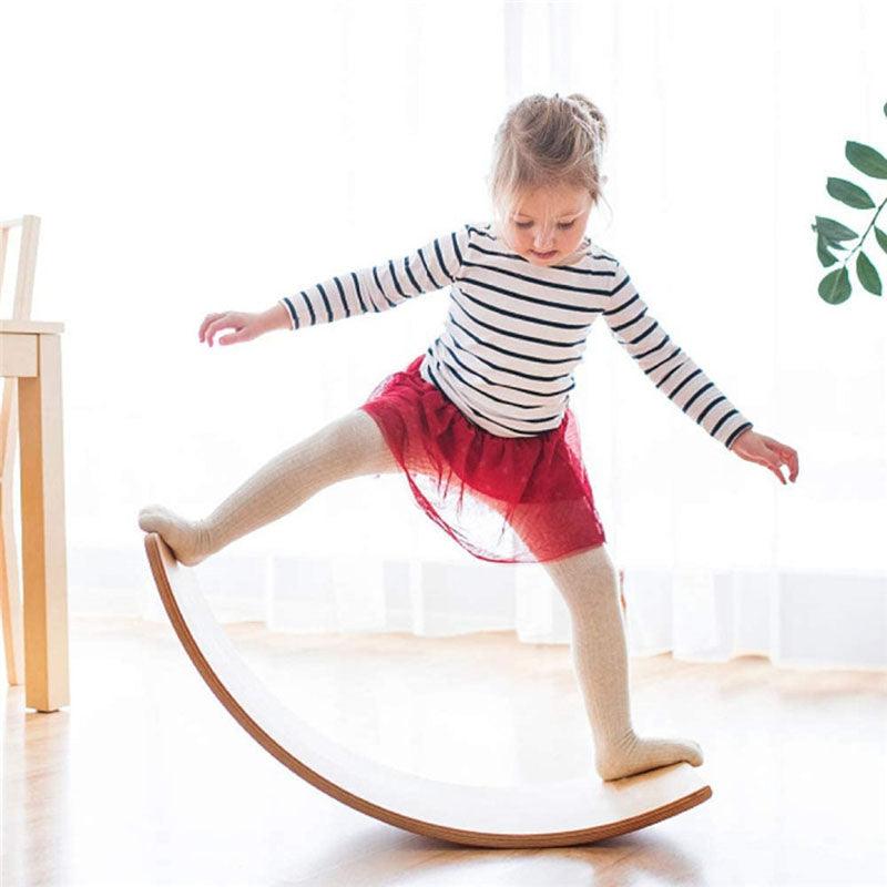 Puzzle sensory integration training sports balance wooden curved board-balance seesaw balance sense training indoor multi-function board children's curved board shake toys - CHL-STORE 