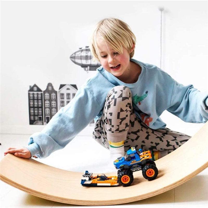 Puzzle sensory integration training sports balance wooden curved board-balance seesaw balance sense training indoor multi-function board children's curved board shake toys - CHL-STORE 