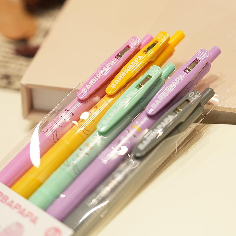 Sarasa×Greeting life Barbapapa / Coco 0.5mm 5-color ballpoint pen set, school supplies, office stationery - CHL-STORE 