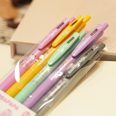 Sarasa×Greeting life Barbapapa / Coco 0.5mm 5-color ballpoint pen set, school supplies, office stationery - CHL-STORE 
