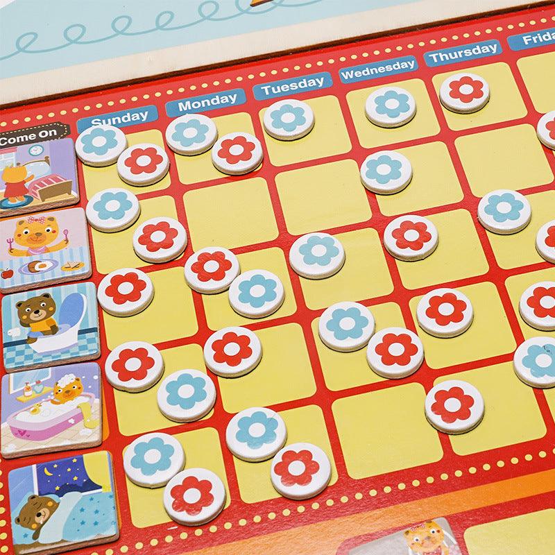 Self-discipline growth learning small red flower magnetic reward stickers plan record sheet wall stickers jigsaw puzzle growth behavior records children enlightenment education life training children cognition - CHL-STORE 