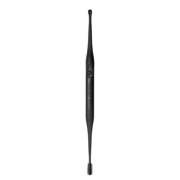 Made in Japan, Green Bell is a spoon-like two-way ear picker. Black G-2174. Clean and refreshing. Rotating silicone brush head ear pick.