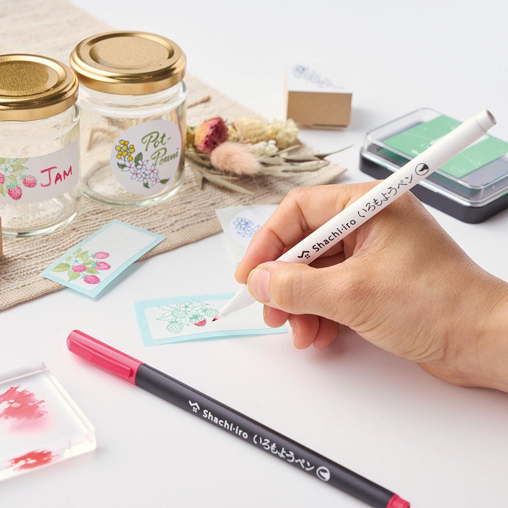 Shachihata Write Jida Smudge Paint Pen 6 Color Set Sayaka Honoka Secret Smudge Mix Color Soft Paint Pen Japanese Traditional Color Card Postcard Bookmark DIY Creative Painting Handbook Illustration - CHL-STORE 