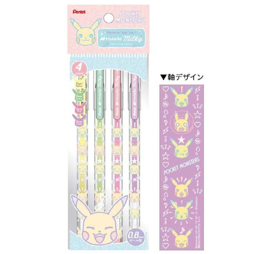 SHOWA NOTE x PENTEL NO.91472900 Milk Pen Pokemon Metallic Butterfly Pen 4-Color Set Pikachu - CHL-STORE 
