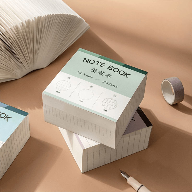 Simple creative large-capacity square paper brick thickened memo pad horizontal line square blank three-in-one note paper memo note message to-do list Memo note - CHL-STORE 
