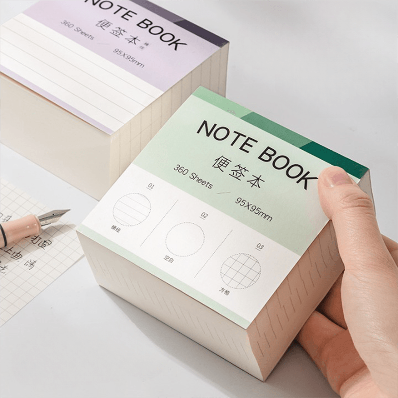 Simple creative large-capacity square paper brick thickened memo pad horizontal line square blank three-in-one note paper memo note message to-do list Memo note - CHL-STORE 