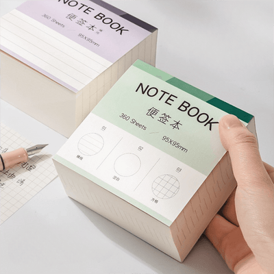 Simple creative large-capacity square paper brick thickened memo pad horizontal line square blank three-in-one note paper memo note message to-do list Memo note - CHL-STORE 