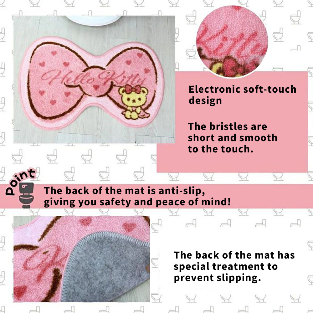 Sanrio toilet seat cover and floor mat 2-piece set Hello Kitty Cinnamoroll mat anti-slip carpet home cute warm