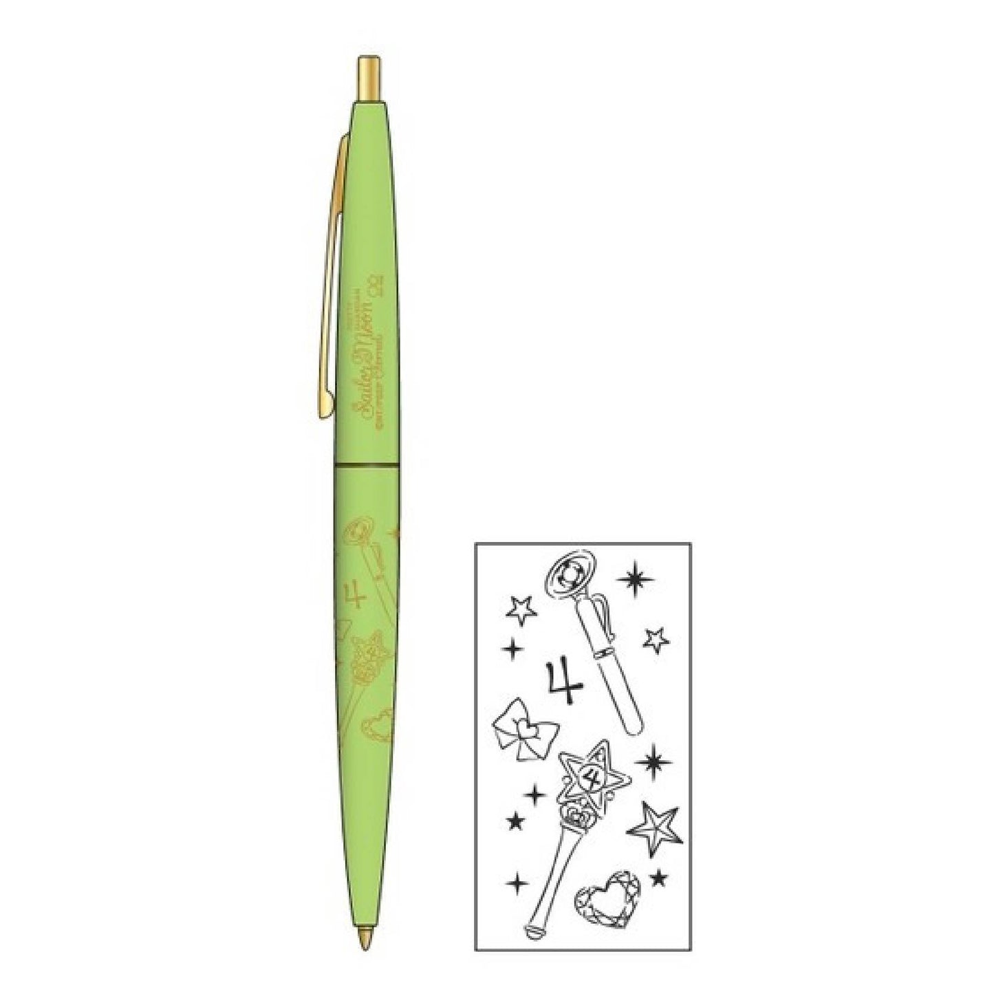 Sun-Star X BIC S46507 CLIC Gold Sailor Moon 0.5mm Tinta Hitam Tinta Tinta Bermer telah Pemodelan Pena berminyak