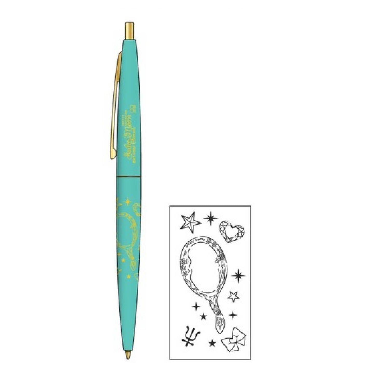Sun-Star X BIC S46507 CLIC Gold Sailor Moon 0.5mm Tinta Hitam Tinta Tinta Bermer telah Pemodelan Pena berminyak