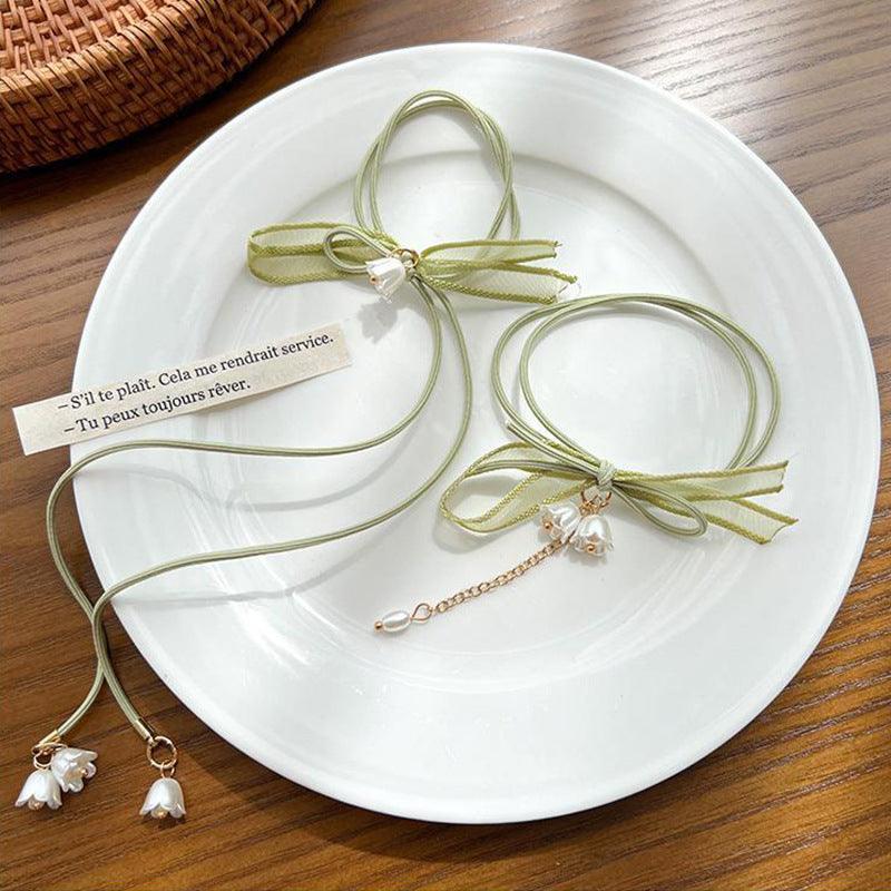 Sweet lily-of-the-valley, forest-based bow hair tie, thick, long and short, elegant and sweet, gorgeous and soft, popular elements, hair styling, hair accessories - CHL-STORE 