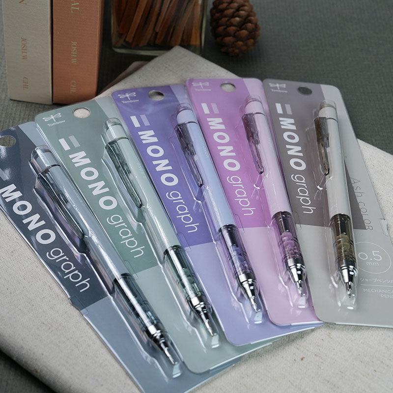 TOMBOW MONO graph Misty Gray Limited 0.5mm 0.3mm Mechanical Pencil + Eraser Japan Limited Edition Taupe Sage Green Iron Gray Lavender Purple - CHL-STORE 