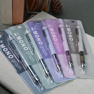 TOMBOW MONO graph Misty Gray Limited 0.5mm 0.3mm Mechanical Pencil + Eraser Japan Limited Edition Taupe Sage Green Iron Gray Lavender Purple - CHL-STORE 