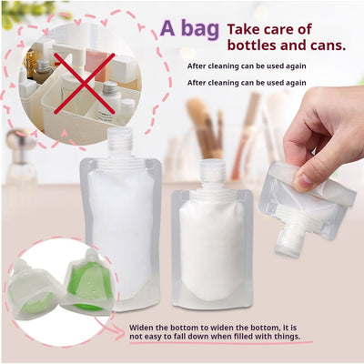 TravelEase Frosted Leak-Proof Refill Bags - 30ml, 50ml, 100ml