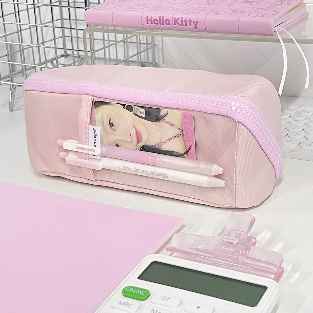 Korean ins large-capacity prism pencil case with simple separation, orderly, convenient and easy to carry, soft and girly blue pink prism pencil case