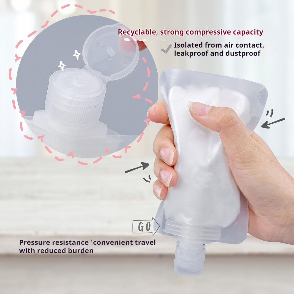 TravelEase Frosted Leak-Proof Refill Bags - 30ml, 50ml, 100ml