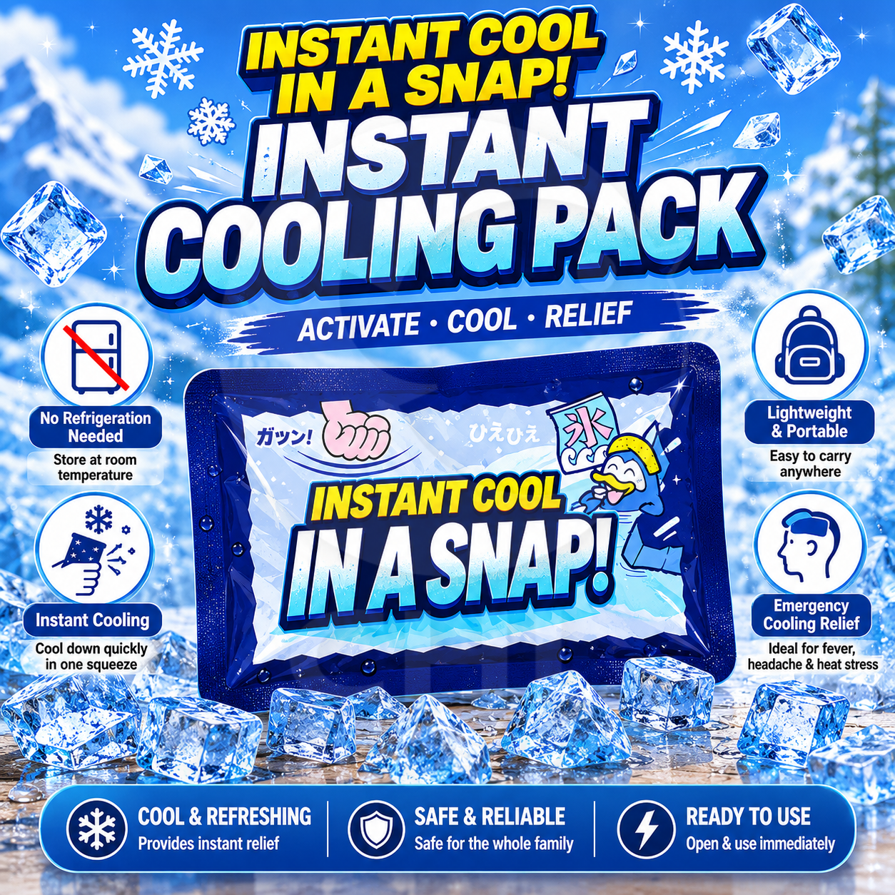 Instant Cool Relief Pack - Multi-Purpose, Travel-Friendly Solution