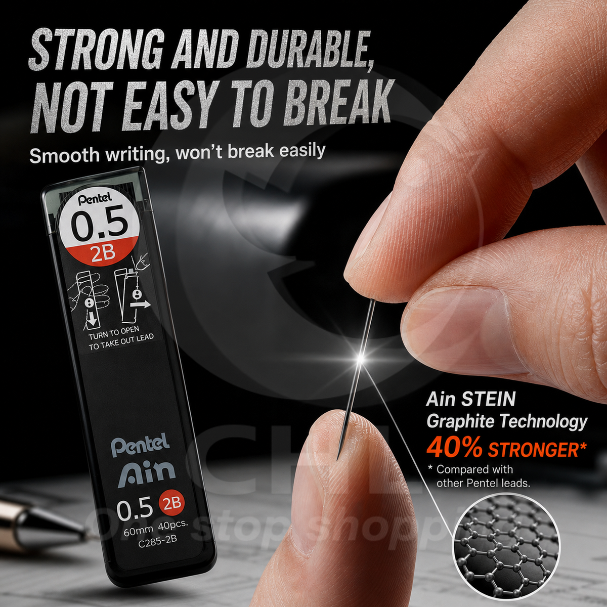 Pentel Ain ultra-fine mechanical pencil lead anti-bend anti-stain 0.3 0.5 0.7 0.9 4B 3B 2B B H