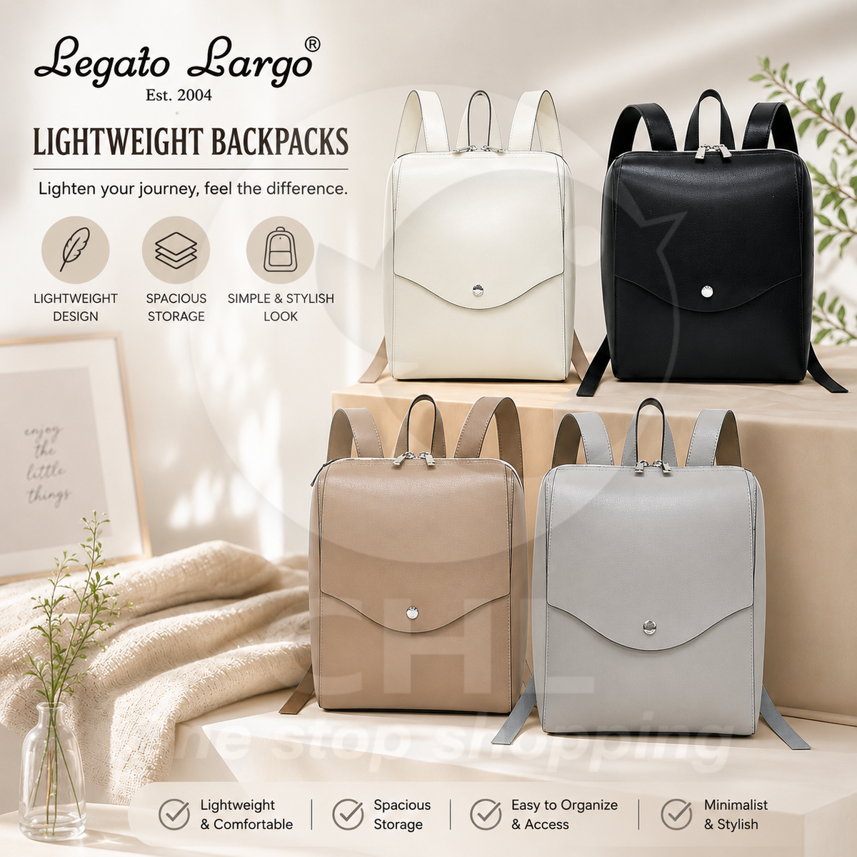 Legato Largo Japanese Backpack | Lightweight Splash-Proof Commuter Bag | Travel & Work Tote | Multi-Color Durable Design