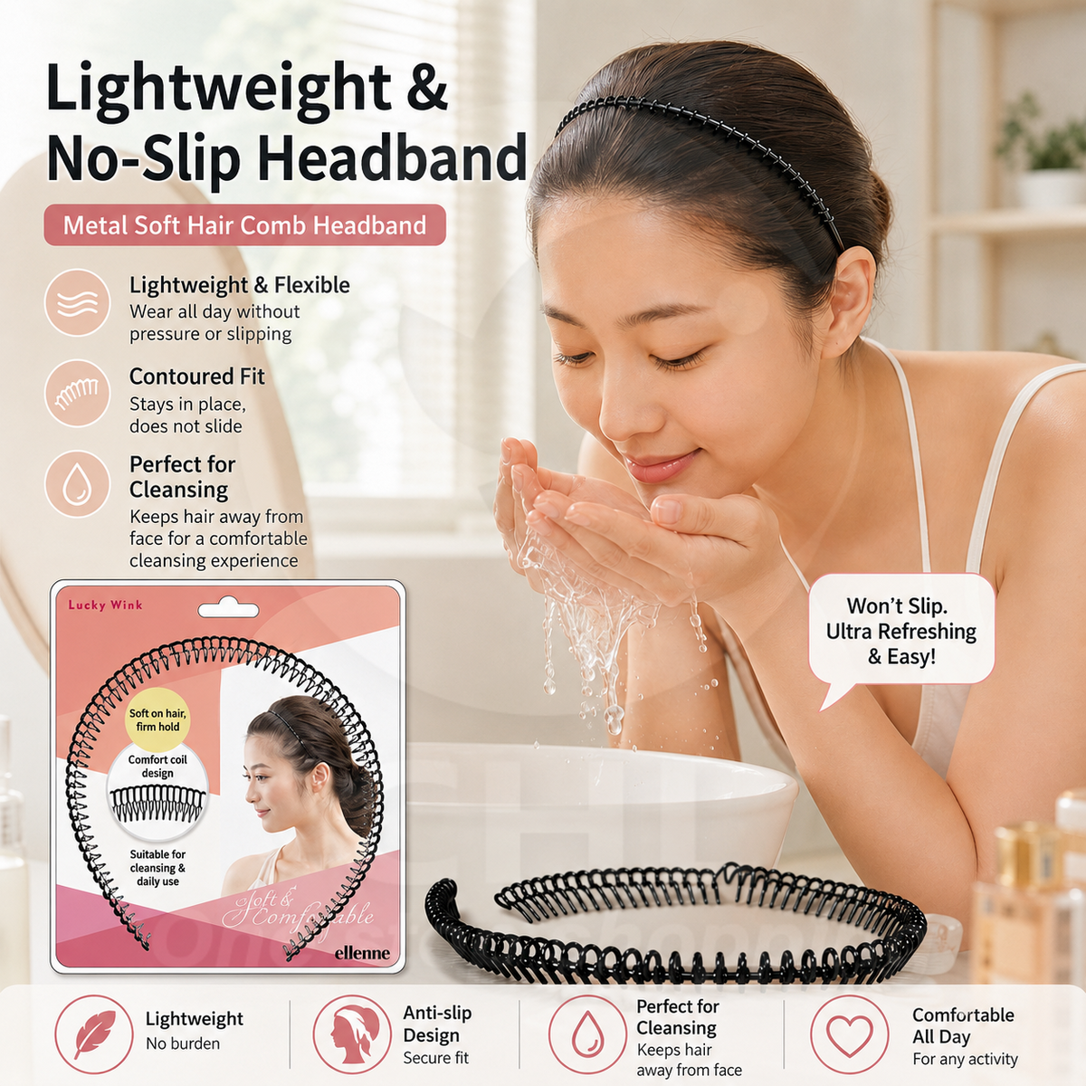 ComfortFlex No-Pinch Hairband - Lightweight & Portable Headband