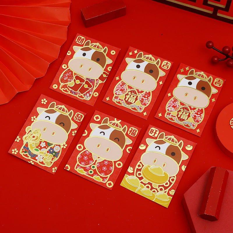 2022 Red Packet Hot Stamping Spring Red Packet Short Red Packet Bag 6pcs NP-090009 - CHL-STORE 