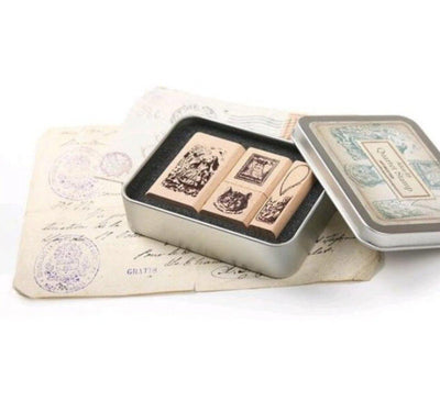 Alice in Wonderland Retro Iron Box Multifunctional Wooden Seal Set NP-H7TAM-601 - CHL-STORE 