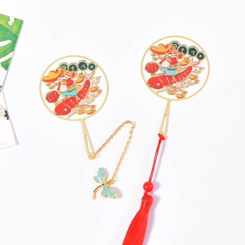 Antique Cultural and Creative Metal Bookmarks Modeling Bookmarks Fan Bookmarks Chinese Style - CHL-STORE 