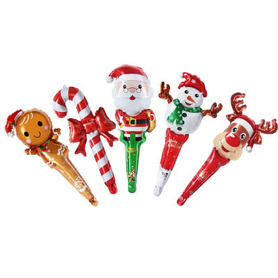 Balloons Christmas Aluminum Film Hand Stick Gifts Elk Santa Claus Candy Cane Gingerbread Man Accessories Party Supplies Birthday Decoration Wedding Anniversary Holiday Children Festival TO-000030 - CHL-STORE 