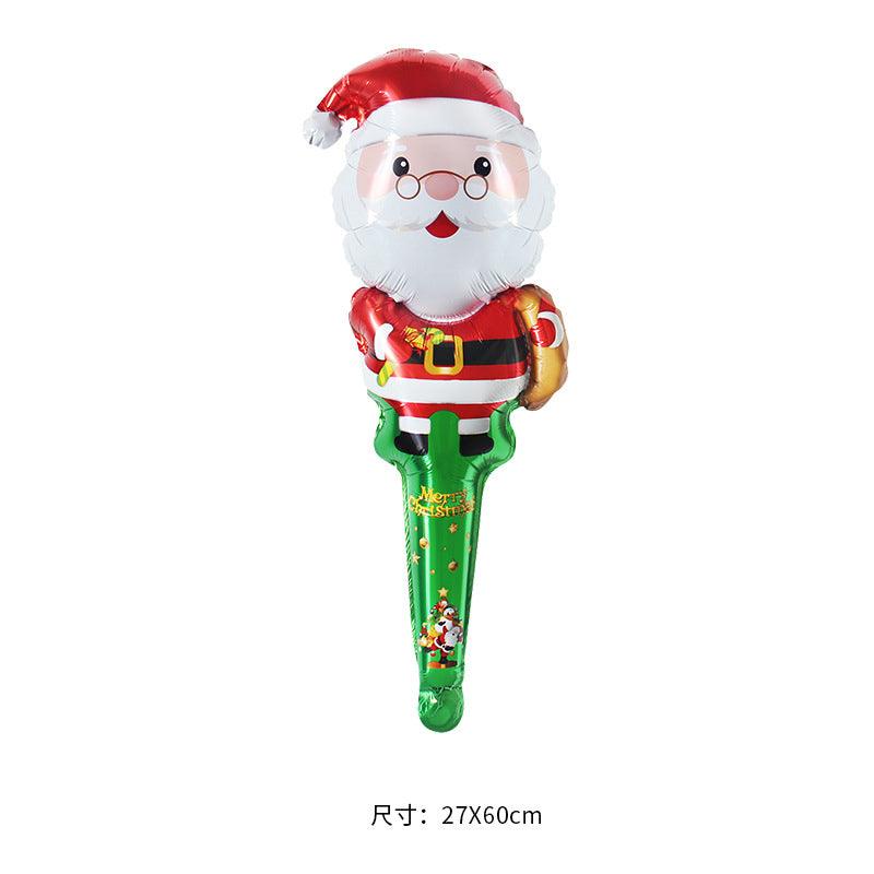 Balloons Christmas Aluminum Film Hand Stick Gifts Elk Santa Claus Candy Cane Gingerbread Man Accessories Party Supplies Birthday Decoration Wedding Anniversary Holiday Children Festival TO-000030 - CHL-STORE 