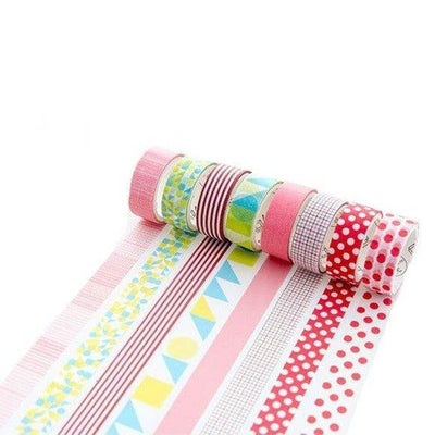 Basic Collections Geometric Floral Stripes Basic Simple Decoration Handbook Washi Tape Paper Tape NP-H7TOI-001 - CHL-STORE 