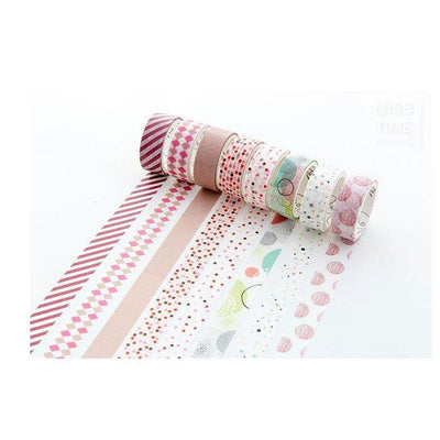 Basic Collections Geometric Floral Stripes Basic Simple Decoration Handbook Washi Tape Paper Tape NP-H7TOI-001 - CHL-STORE 
