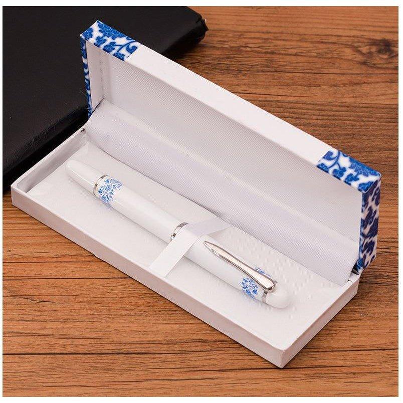 Blue-and-White Porcelain Retro Texture Modeling Ballpoint Pen Signature Pen Black Ink 0.5mm Ballpoint Pen Gift Box NP-HTNQI-201 - CHL-STORE 