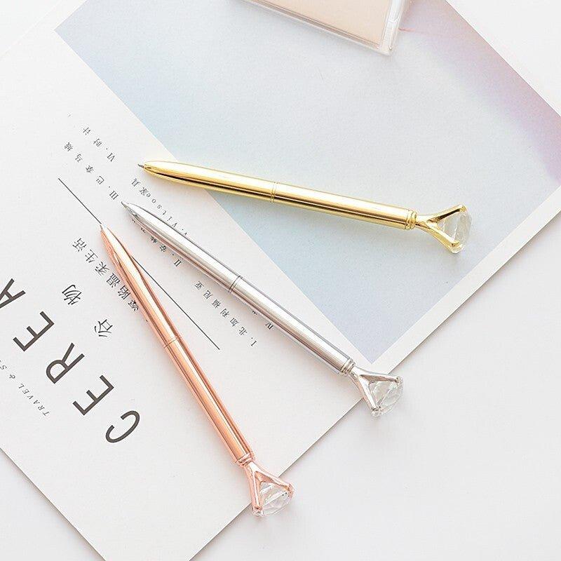 Bullet Type 1.0MM Shiny Diamond Button Crystal Pen Crystal Pen Ballpoint Pen Bullet Type Ballpoint Pen Ballpoint Pen With Transparent Pen Case NP-HTNQI-203 - CHL-STORE 