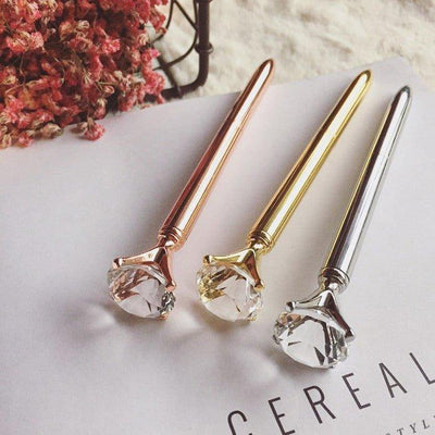Bullet Type 1.0MM Shiny Diamond Button Crystal Pen Crystal Pen Ballpoint Pen Bullet Type Ballpoint Pen Ballpoint Pen With Transparent Pen Case NP-HTNQI-203 - CHL-STORE 