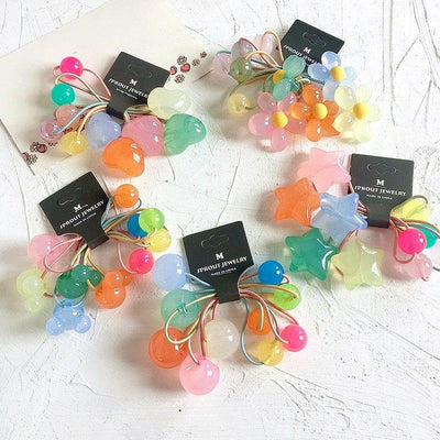 Candy Color Transparency Jelly Children's Hair Ring Set of Five AC-000016 - CHL-STORE 