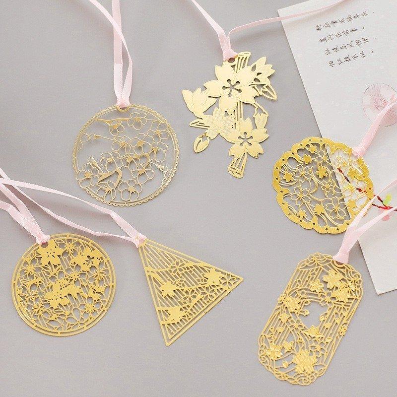 Cherry Blossom Series Metal Hollow Bookmarks Cherry Blossom Bookmarks Metal Bookmarks Gold Bookmarks Classic Bookmarks Retro Bookmarks Sakura Bookmarks Japanese Style Spring NP-HEZQI-906 - CHL-STORE 