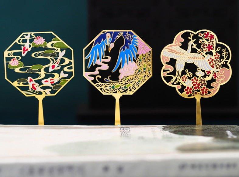Chinese style metal classical hollow fan bookmark NP-090017 - CHL-STORE 