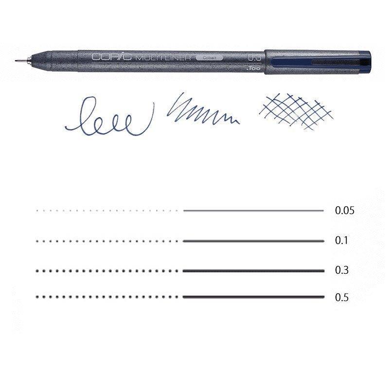 COPIC 0.1mm 0.05mm water based drawing pen technical pen dark brown cobalt blue - CHL-STORE 