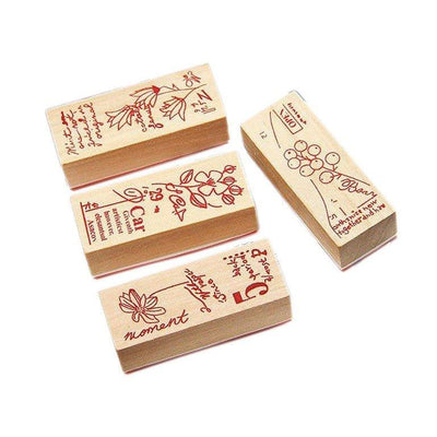 Creative Fresh Garden Flowers Line English Wooden Seal Hand Account Diy Decoration Hand Book Seal Wooden Seal NP-H7TAY-928 - CHL-STORE 