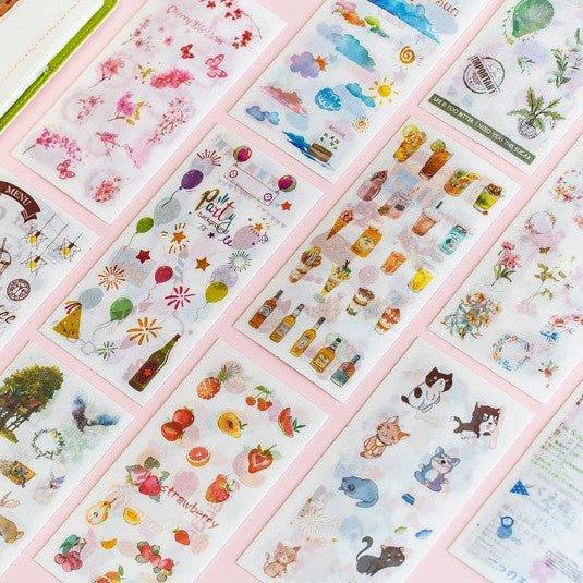 Creative Fresh Watercolor Style Wenqing Illustrations Daily Practical Animals Decorative Stickers Washi Paper Stickers - CHL-STORE 